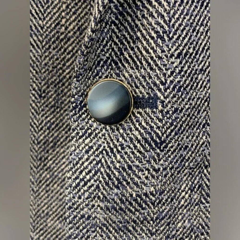 Vintage Walter Pye's LeBaron Clothes Blazer Jacket Dark Blue Herringbone 43L EUC